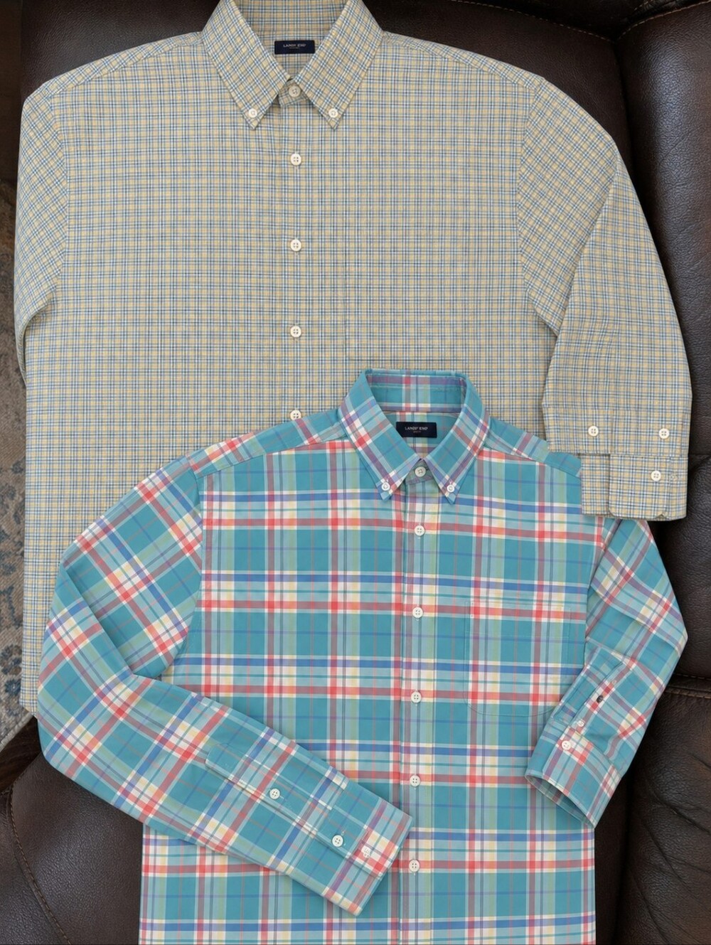 J. Crew Men's Plaid Button-Down Shirt in Teal and Blue Multi Size Med